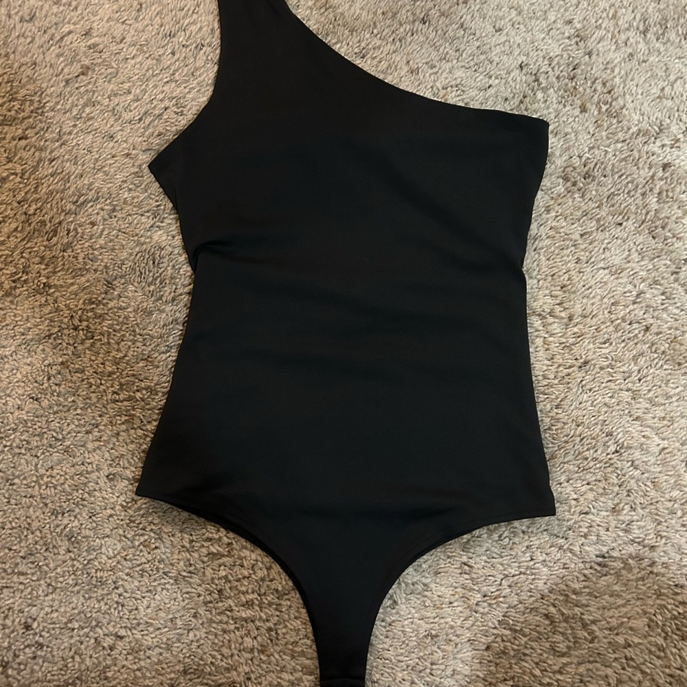 Adreamly Black One-Shoulder Bodysuit open back size small spandex